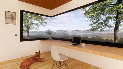 Minimalist Concept of Workspace 3d clean concept design forest home interior minimalis room simple