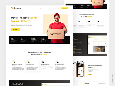 Seller LandingPage adobe branding dark design illustration illustrator landing landingpage logo mobile page ui ui design uidesign website white yellow