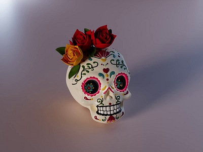 Mexican Skull 3d 3d art 3d sculpting 3d skull animation b3d blender 3d dia de los muertos digital art illustration mexican skull sculpting zbrush