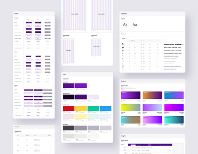 Style Guide for Web buttons color palette components design system figma font gradients grid kit library purple shadows style guide typography ui web