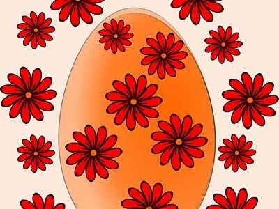Happy Easter Card colorful easter easter card easter egg egg floral greeting card illustration orange flower spring