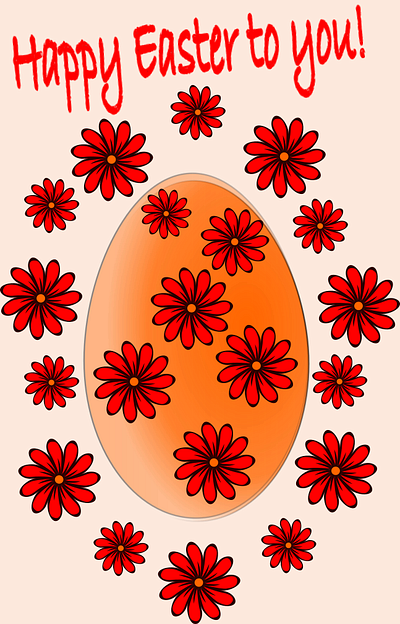 Happy Easter Card colorful easter easter card easter egg egg floral greeting card illustration orange flower spring