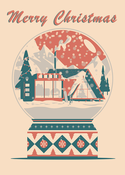 Christmas Card Designs cabin christmas design graphic design ice skating ill illustration skating snowglobe truck vector