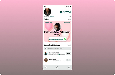 BirthYAY birthday app bithday reminder design interface mobile app ui ux