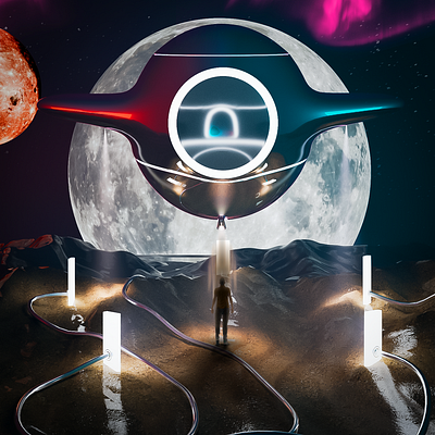 ESCAPE 3d artwork 3d rendering digital art landscape maya moon mountals space surreal
