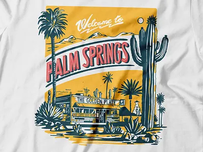 The Golden Plate - Palm Springs T-Shirt branding cactus design illustration logo palm palm springs t shirt