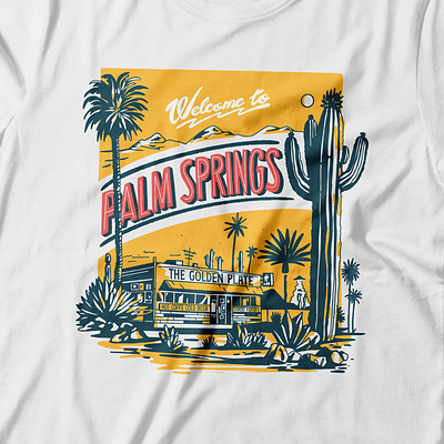The Golden Plate - Palm Springs T-Shirt branding cactus design illustration logo palm palm springs t shirt