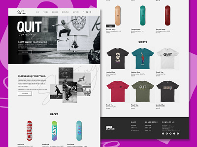 Full Branding Service // Quit Skating Co. branding design graphic design illustration logo skate skateboard ui web page