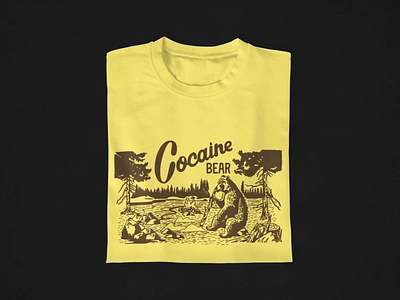 Cocaine bear camp shirt bear cocain illustration logo movie t shirt