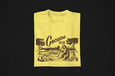 Cocaine bear camp shirt bear cocain illustration logo movie t shirt
