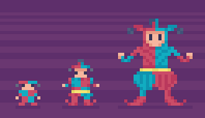 Day 11 - Jester 16x16 2d 32x32 challenge daily illustration medieval pixel art