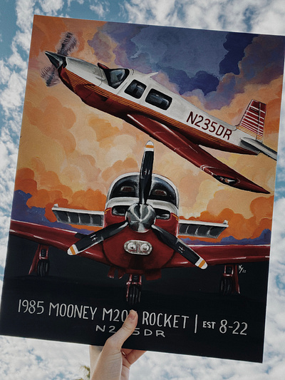 Mooney Rocket art aviation aviation art clouds fine art painting plane