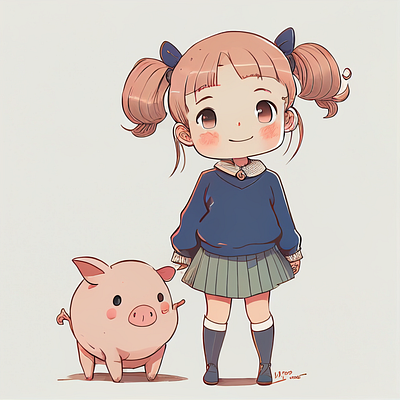 girl with pig cute cute girl pink pig