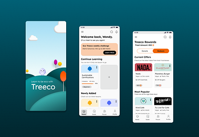 Treeco E-learning Android App android app design e learning education illustration lesson mobile sustainable ui ui design ux ux design