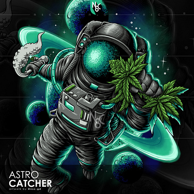 Astro Catcher apparel astrocatcher astronaut cannabis clone clothing clothingbrand commission galaxy horror marijuana monster nft nftcreator planet smoke space spacex star weed