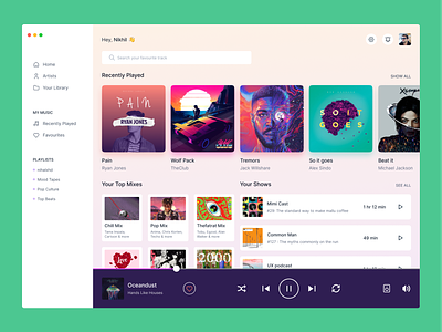 Music Player App UI app design music player ui ux web app