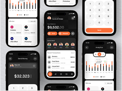 Finance Mobile App app clean clean design color design exploration exploration design finance finance app finance mobile app modern app modern style orange color payment payment app payment mobile app ui ux