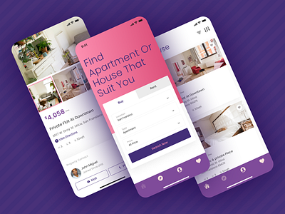 Reeent - Real Estate Mobile Application Exploration android apartment application ios mobile mobile app product design property real estate ui