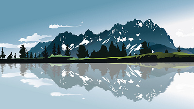 Mountains blue mountains design digital art digital painting graphic art graphic design graphics illustration mountain ilustration mountain painting mountain rage mountains painting reflection sky water refelction