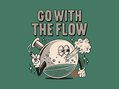 Go with the flow branding cannabis cartoon character design flow graphic design illustration marijuana mascot smoke stay high vector
