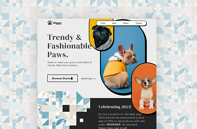 Landing Page for a Pet Fashion Store branding homepage landing landingpage logo ui uiux ux webdesign website