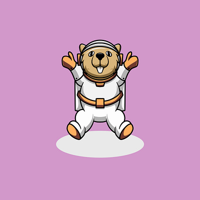 Cute Baby Otter Space Exploration astronaut life branding logo ui