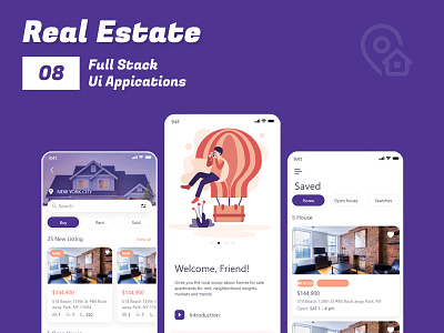 Real Estate App app app ui design banner branding design minimal real estate ui vector