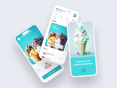 Ice-Shop Mobile App app design card checkout e-commerce ice ice cream icebar illustration mobile app motion ui onboaring product product page shop shopping ui animation ui design ui ux user interface ux design