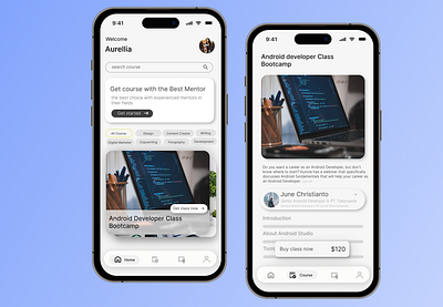 Online Course kuncie for mobile IOS app design ui