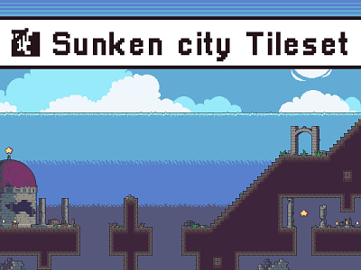 Sunken City Tileset Pixel Art 2d art asset assets city fantasy game game assets gamedev indie indie game pixel pixelart pixelated tiles tileset tilesets tilesheet underwater
