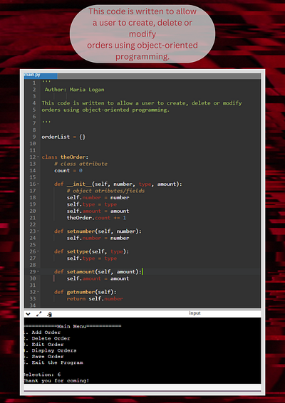 Python Order Entry Program python sales