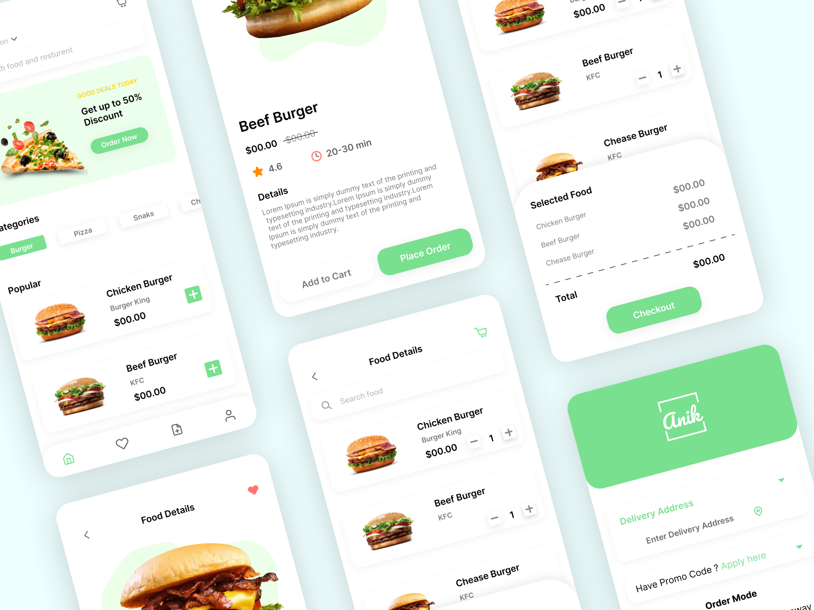 resturent app design in figma anik app app design application clean design designer fast food figma graphic design illustration landing page landing page design logo mobile resturent ui ux design web design website
