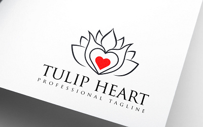 Floral Tulip Red Heart Fashion Beauty Logo Design floral salon spa