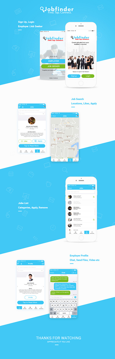 Job Finder Mobile Application branding design graphic design illustration logo mobile application ui ux vector web application