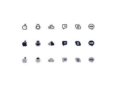 Brand Logo Icons android apple bulk figma icon icondesign iconlibrary iconography iconpack icons iconset illustration line skype solid soundcloud stroke twitch