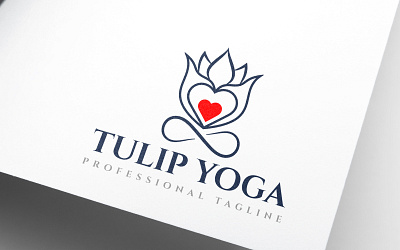 Creative Tulip Heart Yoga Spa Logo Design floral guru meditation yoga