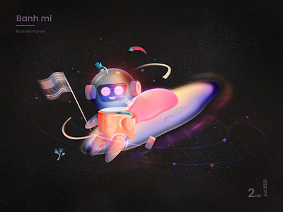 Banh mi in space banhmi bread illustration space