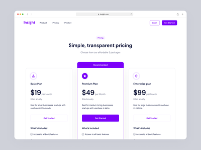 Pricing get started minimal design price comparision pricing pricing page pricing plans product design ui ui design user interface visual desing web design website