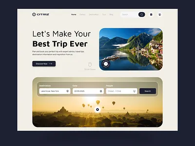 Trip Website Header adventure agency book flight book hotel book trip design landing page otriz travel agency travel website trip trip agency trip header ui ui ux website design