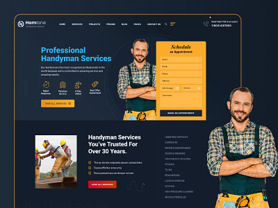 Homlane - Handyman Services Web Design best of handyman branding business clean concept design figma graphic design handyman handyman business handyman for kids handyman hack handyman hal icon logo modern portfolio typography vector website