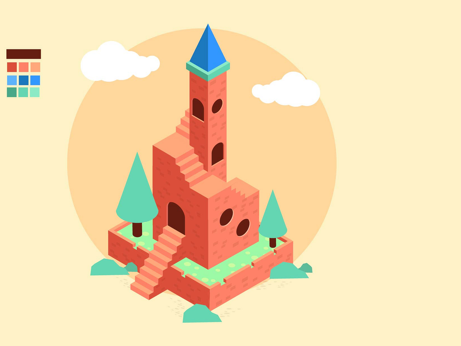 isometric-castle-by-neha-inwati-on-dribbble