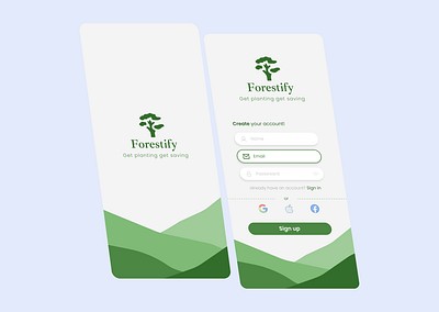 Forestify Sign Up Page | Daily Ui Challenges 001 3d app branding design graphic design illustration logo mobile ui vector