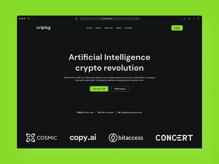 Criplog | Crypto Landing Page Design by Md Manjurul Islam on Dribbble