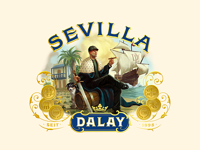 Dalay Sevilla artwork cigar classic cuban design digital art graphic design illustration packaging typography vintage