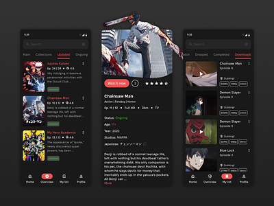 Onigiri - anime streaming mobile app anime app design interface mobile ui user interface ux web design