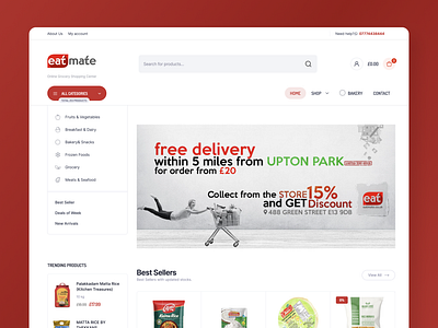 Eatmate Online Grocery Shopping Centre ecommerce website ui ux