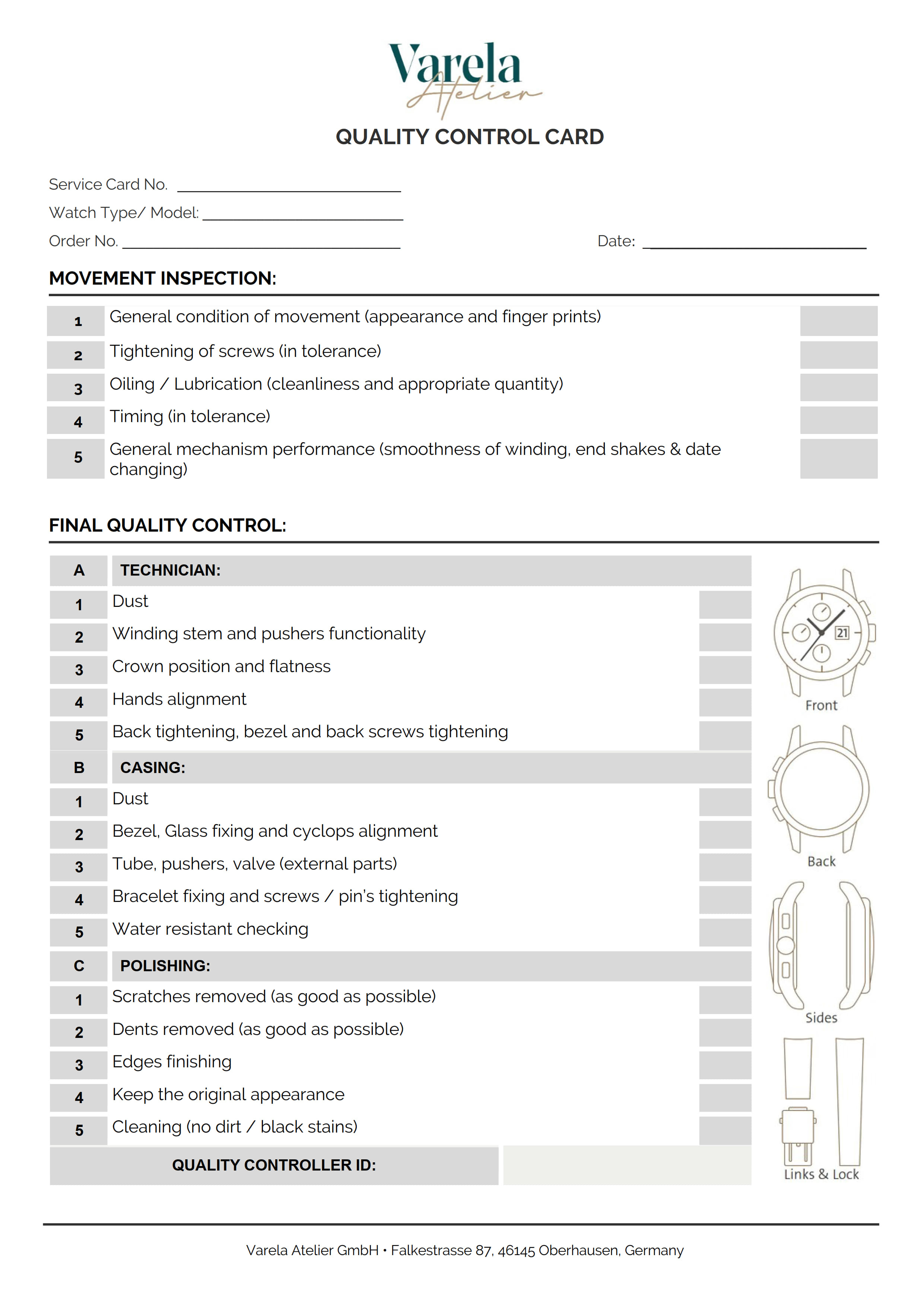 Quality Control Card Form branding design fillable pdf form form graphic design pdf pdf form