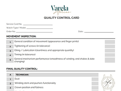 Quality Control Card Form branding design fillable pdf form form graphic design pdf pdf form