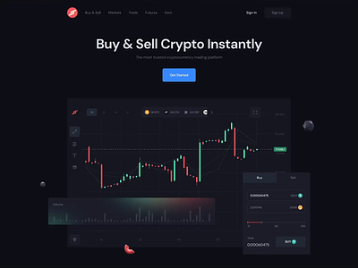 Crypto Exchange Landing Page animation buy sell coin crypto crypto marketplace cryptocurrency dark dashboard design exchange illustration interface landing page marketplace prices token ui user interface web website