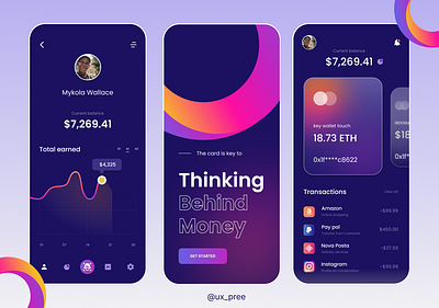 UI For a Crypto Banking Service app branding design graphic design illustration logo typography ui ux vector